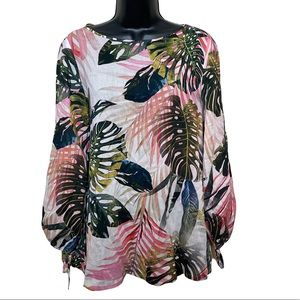 JEAN PAUL GAULTIER FUZZI Tropical Leaf Print Top Large